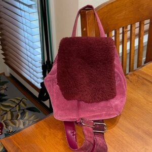 Elegant Burgundy Suede Backpack